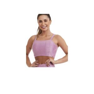 Cajubrasil Women's Size M Crop Top Sports Bra Lilac Purple Texture Shimmer